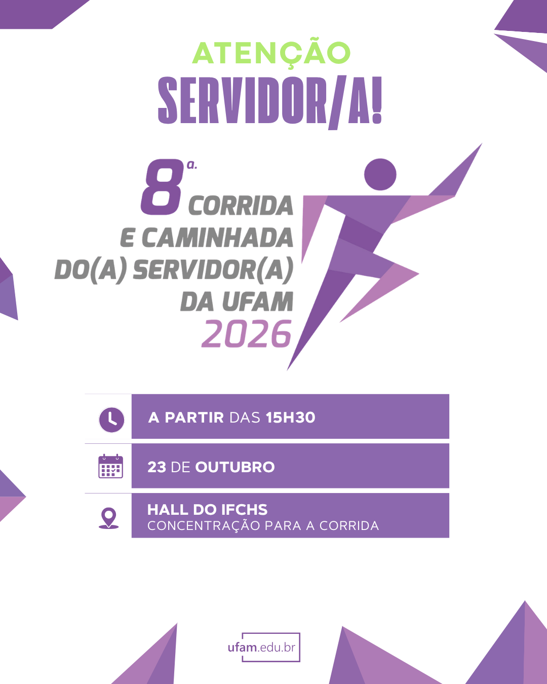 Cartaz da divulgação original da corrida e caminhada, cuja realização foi suspensa.